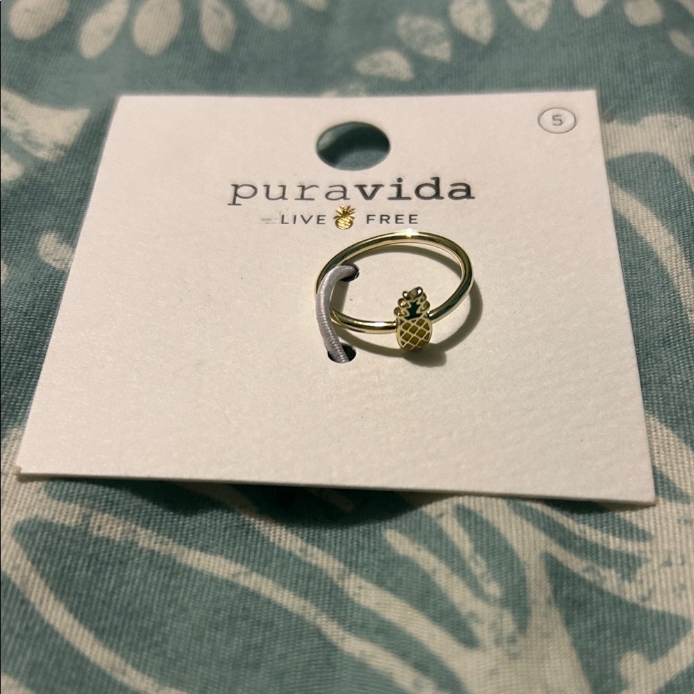 Pura Vida Gold Pineapple Ring - Size 5